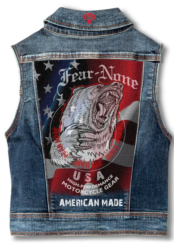 Womens Bear Rider Denim Highway Vest