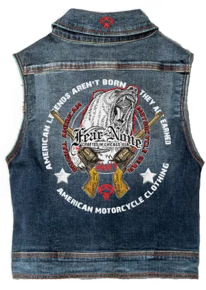 Womens  "Bear & Guns" Denim Highway Vest