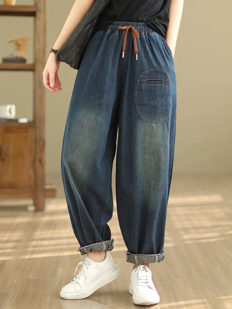 Women's Relaxed Fit Pockets Wide-Leg Pants Bottom