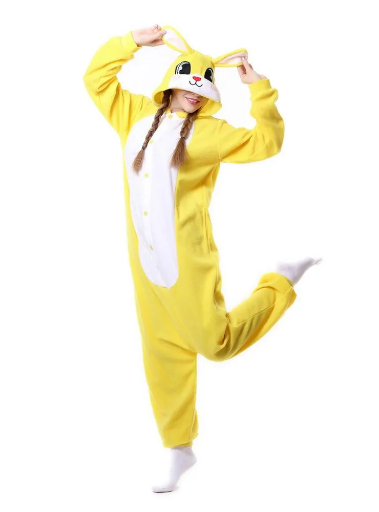 YELLOW RABBIT ONESIES PAJAMA WOMEN MEN SLEEPWEAR