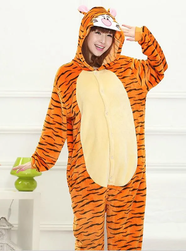 YELLOW TIGGER COSTUME PAJAMAS SLEEPWEAR ONESIE